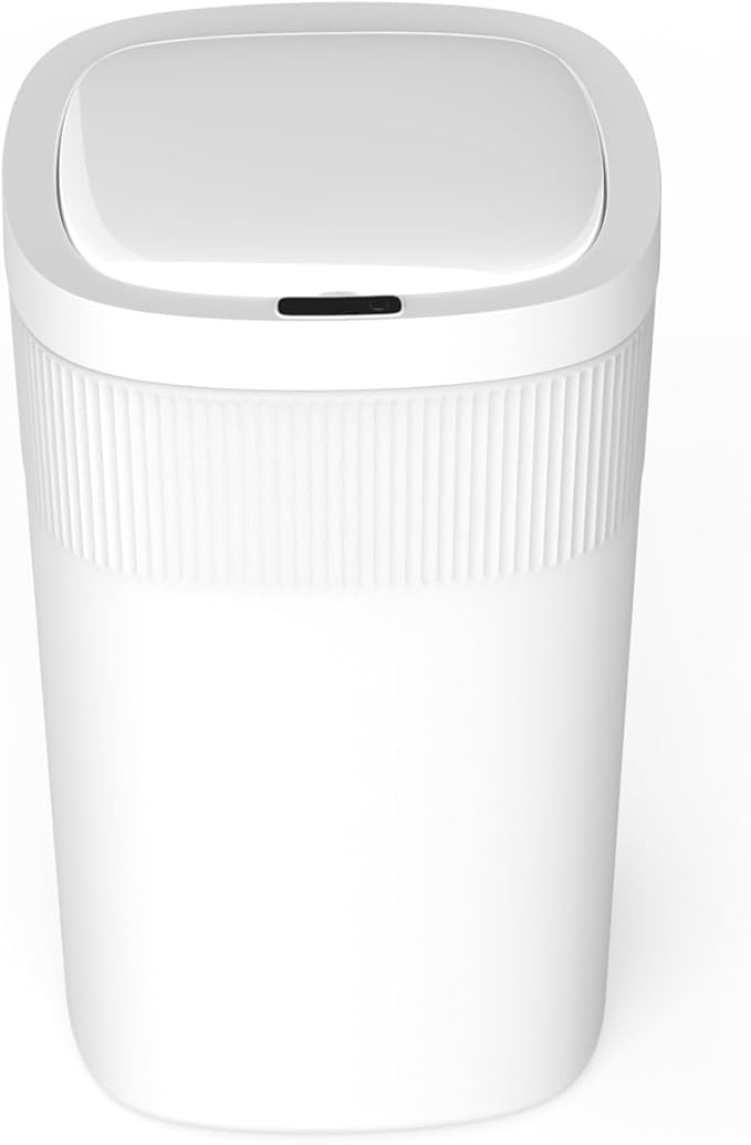 Ninestars Touch Tap & Motion Sensor Trash Can for Kitchen and Bedroom, 13 Gal 50L High-Grade ABS Body (Rectangular, White)