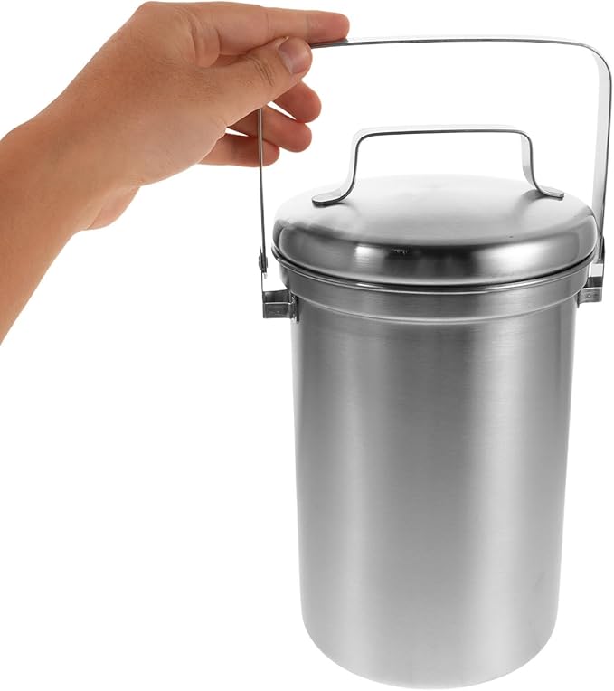 Compost Bin for Kitchen Countertop - 3L Stainless Steel Indoor Compost Bucket - Garbage Can Trash Pail for Kitchen Food Waste with Carrying Handle
