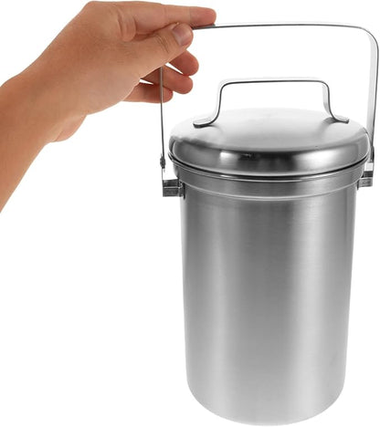 Compost Bin for Kitchen Countertop - 3L Stainless Steel Indoor Compost Bucket - Garbage Can Trash Pail for Kitchen Food Waste with Carrying Handle