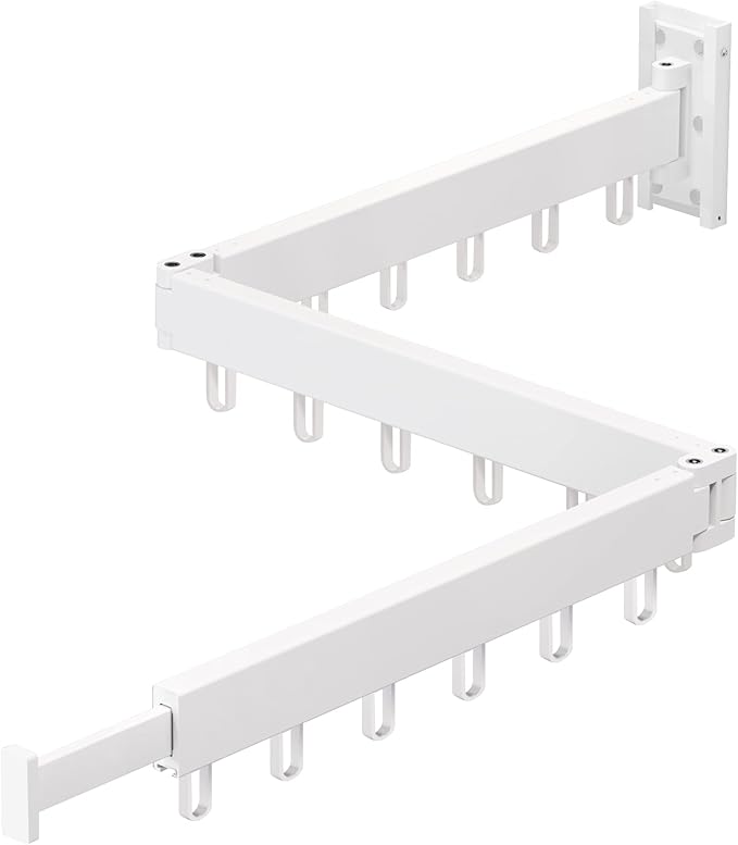 ZdwCyl Clothes Drying Rack Wall Mounted,Drying Rack Clothing,Clothes Hanging Rack,Retractable,Collapsible(Tri-Fold), White Color(Ring)