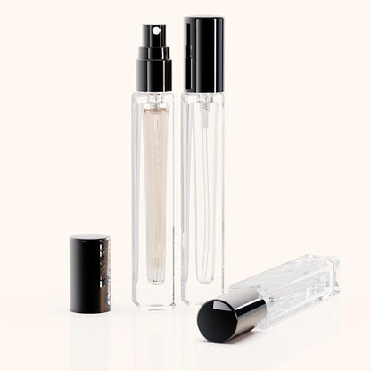 Mini Glass Spray Bottles, 10ml, 6 Pack, Fine Mist Refillable, Portable Travel Perfume Atomizers (Black)