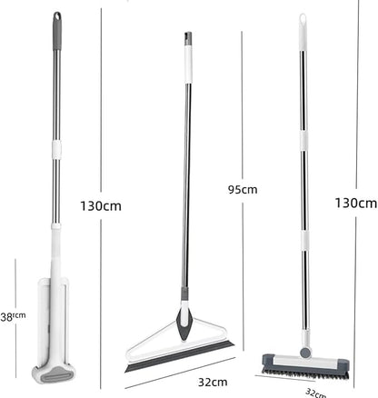 Microfiber Mop Bucket Set, Flat Mop with Bucket, Floor Brush & Glass Squeegee Included, Wet Dry Cleaning System with 6 Washable Pads (1 Mop+6 Microfiber Pads+1 Bucket+1 Floor Brush+1 Glass Wiper)