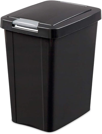 Sterilite 7.5 Gallon TouchTop Wastebasket with Lid That Opens with Touch, Conceals Trash in the Kitchen, Bathroom, Mudroom or Office, Black, 1-Pack