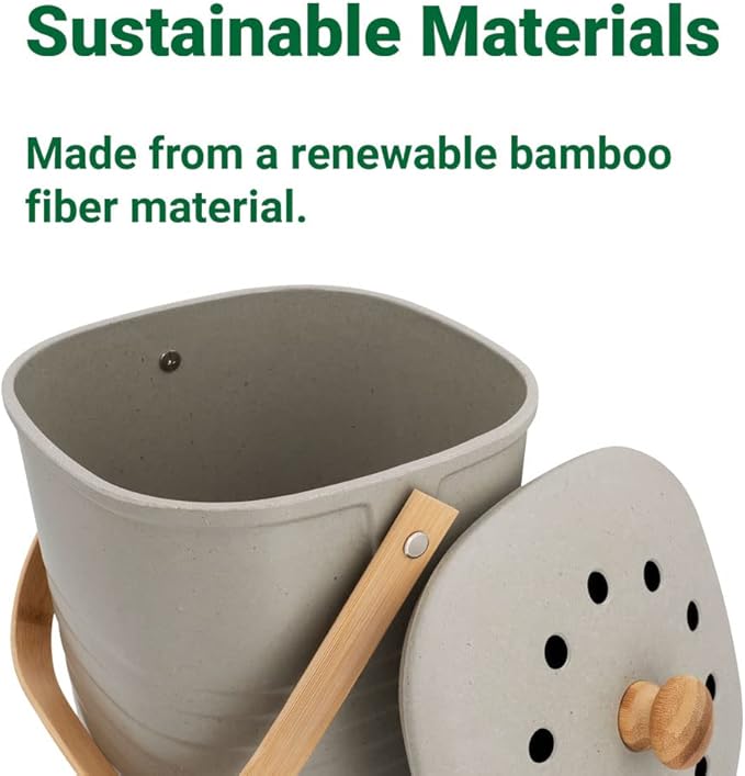 Reotemp Bamboo Fiber Kitchen Compost Bin (Grey)