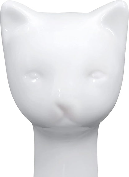 Allure Home Creation White Cat 2-Piece Toilet Brush Holder and Brush Set