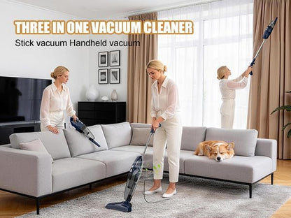 Corded Stick Vacuum Cleaners for Home,14KPa Powerful Suction with 600W Motor, Lightweight Vacuum Cleaner with 16.4Ft Cord, 0.7 Liters Capacity, 3-in-1 Handheld for Hardwood Floor Pet Hair