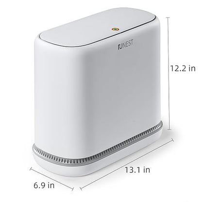 funest Bathroom Trash Can, 3.3 Gallon Slim Trash Can with Lid, Adsorption Garbage Can with Press-Top Lid, Small White Narrow Plastic Trash Bin for Bathroom, Office, Bedroom, Living Room
