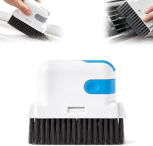 3 in 1 Groove Cleaning Brush, 2026 New Window Track Cleaning Tool with Hard Bristles and Hidden Scraper, Multifunctional Crevice Brush for Sliding Door Track, Window Seal, Sill, Kitchen (Blue)