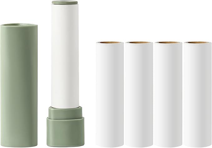 Travel Lint Roller with Cover and 4 Refills Compact Lint Remover Small Pocket Lint Roller for Clothes Portable Sticky Roller 200 Sheets Total (Slate Green)