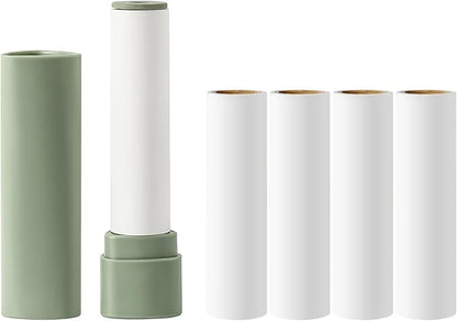 Travel Lint Roller with Cover and 4 Refills Compact Lint Remover Small Pocket Lint Roller for Clothes Portable Sticky Roller 200 Sheets Total (Slate Green)