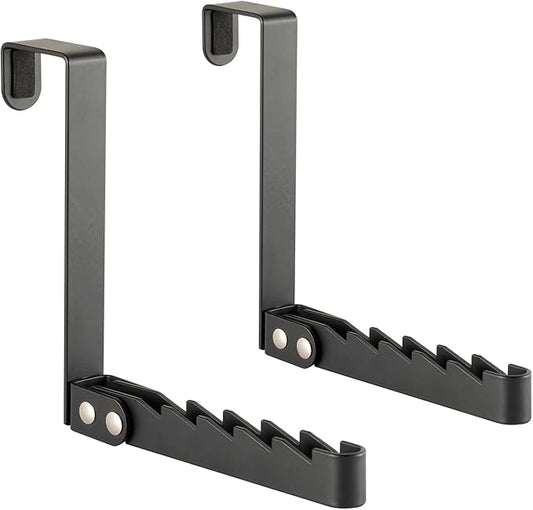 2 Pack Clothes Drying Rack, All Metal Over The Door Hooks, Thickness Adjustable, Collapsible, Space-saving Hangers Organizer, Fit 1/2/5'' Doors (Black)