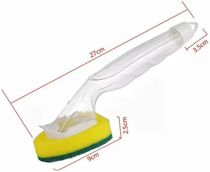Heavy Duty Dish Wand Refills Kit – 6 Non-Scratch Sponge Heads with Handle, Soap Dispenser & Scrub Brush – Dishwasher Safe Cleaning Tool for Pots, Pans & Dishes
