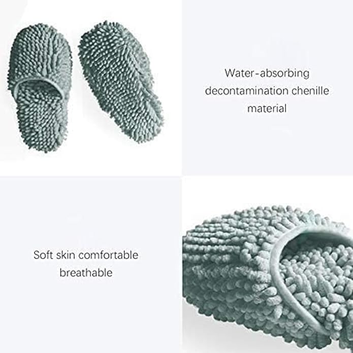 La La Pet 1 Pair Chenille House Mop Slippers Non-Slip Multi-Surface Slippers Floor Cleaning Shoes Tools Warm Microfiber Slippers in Winter
