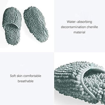 La La Pet 1 Pair Chenille House Mop Slippers Non-Slip Multi-Surface Slippers Floor Cleaning Shoes Tools Warm Microfiber Slippers in Winter