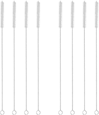 Drinking Straw Cleaning Brushes Set 17" Extra Long 1/2" Extra Wide Pipe Tube Cleaner Nylon Bristles Stainless Steel Handle - 17" x 1/2" (12 mm) - Set of 8