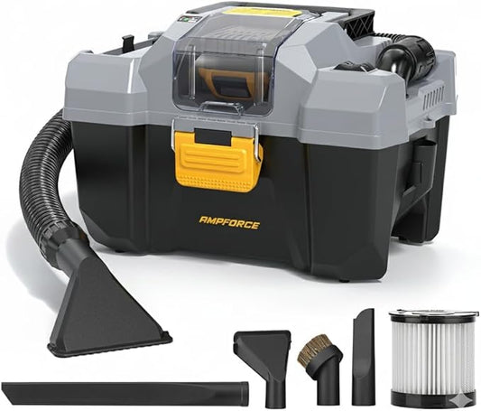 20V Cordless Wet Dry Vacuum, 2 Gallon Vacuum Cleaner, Powerful Suction, Four Nozzles, A Replacement Cartridge (Battery Not Included)