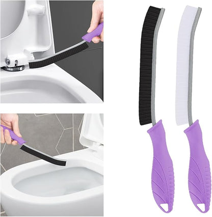 TQRR Toilet Brush, 2 Pcs Bathroom Cleaning Brush, Toilet Scrubber, Deep Toilet Bowl Brush with Hanging Hole, Multifunctional Gap Cleaning Brush, Bristles for Kitchen Sinks, Tub,Shower (2, Purple)