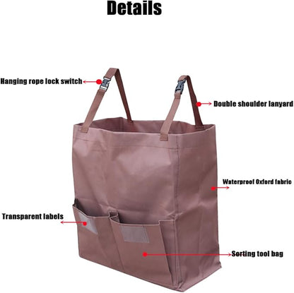 Multipurpose Housekeeping cart Bag Separate Storage Bag,Replacement Janitorial cart Bag,Organizer Housekeepers Cart Sorting Pocket, Used for Material Storage Transport (Brown)