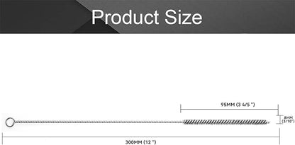 12 Inch Pipe Cleaning Brush Set with Stainless Steel Bristles, Steel Wire Tube Brush Kit for Auto Parts Polishing, Machining, Bottles, Tubes, Etc.（8mm-5pcs）