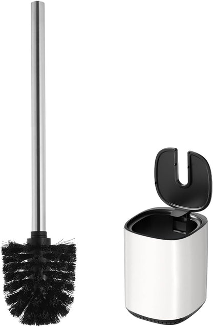 Toilet Brush and Holder Set Toilet Bowl Brush Stainless Steel Automatic Open lid Toilet Bowl Cleaner Brush Set Toilet Scrubber Kit Toilet Cleaning Brush for Bathroom