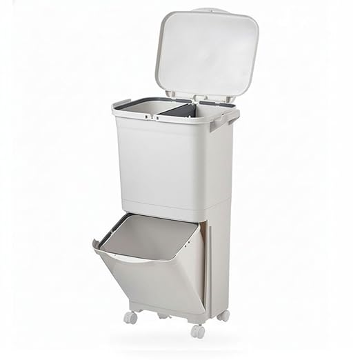 ANCHOR LANE Plastic Kitchen Trash Can 38L – (10 Gallon) Large Garbage Can with Lid, Heavy Duty Leakproof Waste Bin, Wheeled Indoor Trash-Can for Kitchen, Office, Garage & Commercial Use