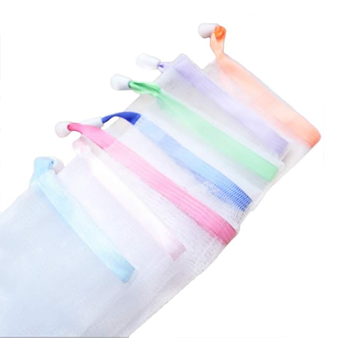 Andiker Soap Bag Soft for Shower, Soap Pouch Saver with Drawstring for Foaming and Drying,Hangable (7 pcs mesh soap bag)