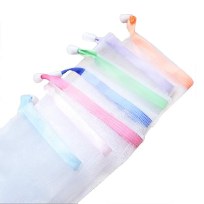 Andiker Soap Bag Soft for Shower, Soap Pouch Saver with Drawstring for Foaming and Drying,Hangable (7 pcs mesh soap bag)