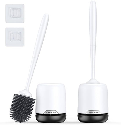 Lefree 2 Pack Silicone Toilet Bowl Brush and Holder Set with Ventilated Holder, Floor Standing & Wall Mounted Toilet Scrubber