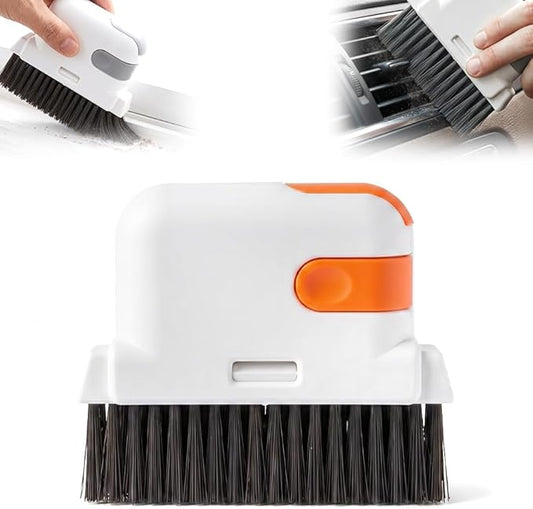 3 in 1 Groove Cleaning Brush, 2026 New Window Track Cleaning Tool with Hard Bristles and Hidden Scraper, Multifunctional Crevice Brush for Sliding Door Track, Window Seal, Sill, Kitchen (Orange)