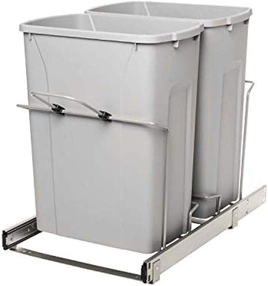 Knape & Vogt RS-PSW15-2-35-R-P in-Cabinet, 18.4 14.25 22-Inch Pull Out Trash Can, Platinum