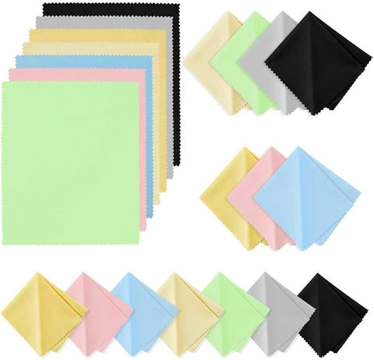 21 Pack Glasses Cleaning Cloths, 6"× 7"Large Eyeglass Cleaning Cloths, Premium Ultra-Soft Lens Wipes Cloth for Eyeglasses, Camera Lenses, Mobile Phones, Laptops, Television Screens - Color Mixing