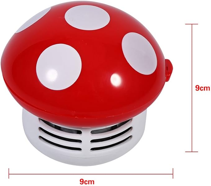 TOPINCN Mushroom Desktop Vacuum Cleaner, Mini Mushroom Shape Cute Desktop Keyboard Corner Dust Vacuum Cleaner Sweeper for Home School Office(Red)