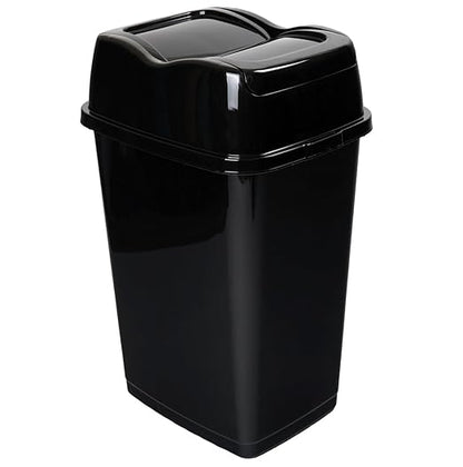 Garbage Can with Swing Top-Split Lid | Large Kitchen Trash Can with Lid | Durable Plastic |Slim & Sturdy Trash Bin | Fingerprint Resistant | 13 Gallon / 50 qt / 50 L - Black | Superio
