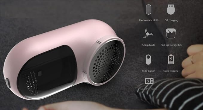 Rechargeable Fabric Shaver, Magictec Lint Remover Sweater Defuzzer Lints Fuzzs Pills Pilling Trimmer for Clothes and Furniture -Battery Operated (Donut)