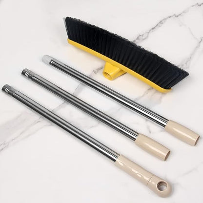 Push Broom with Long Handle, Floor Brush 49.6 inch Soft Bristle Broom 12.2" Wide for Cleaning Bathroom Kitchen Patio Garage Deck Tile Floor