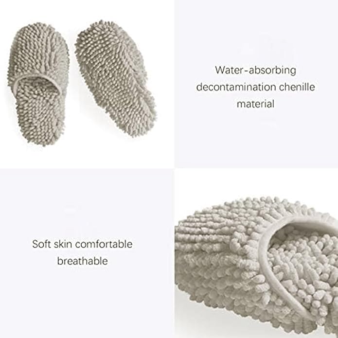 La La Pet 1 Pair Chenille House Mop Slippers Non-Slip Multi-Surface Slippers Floor Cleaning Shoes Tools Warm Microfiber Slippers in Winter