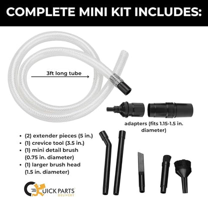 8-Piece Universal Micro Shop Vacuum Kit - Flexible and Multi-Purpose Vacuum Attachments - Crevice Tool, Brush, Nozzle, and Extension Wands, Ideal Shop Vac Attachment Replacement
