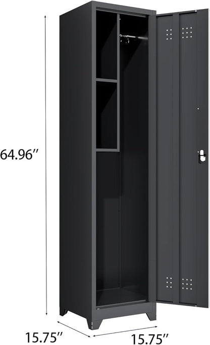 Garage Storage Cabinet, Metal Broom Closet Storage Cabinet,Utility Closet Cabinet for Garage,Office,Gym,Black