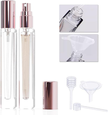 Mini Glass Spray Bottles, 10ml, 6 Pack, Fine Mist Refillable, Portable Travel Perfume Atomizers (Pink)