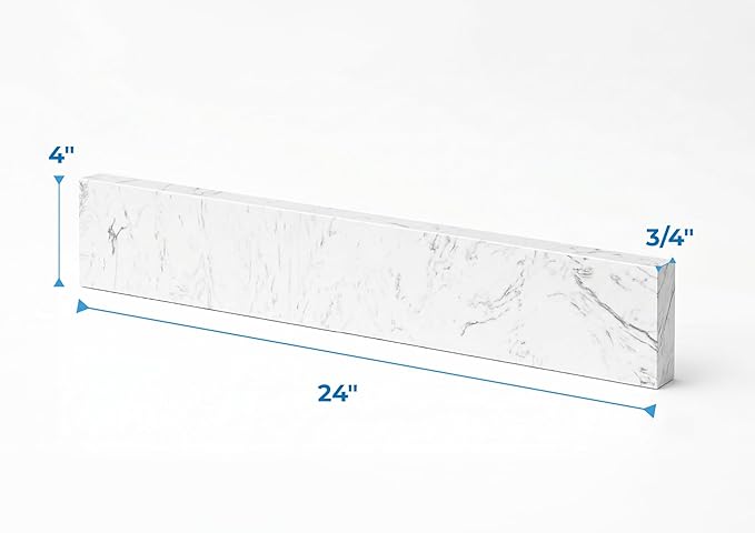 Bathroom Vanity Sink Backsplash/Sidesplash (Engineered Carrara Marble, 4" x 24")