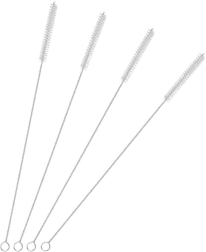 Drinking Straw Cleaning Brushes Set 17" Extra Long 1/2" Extra Wide Pipe Tube Cleaner Nylon Bristles Stainless Steel Handle - 17" x 1/2" (12 mm) - Set of 4