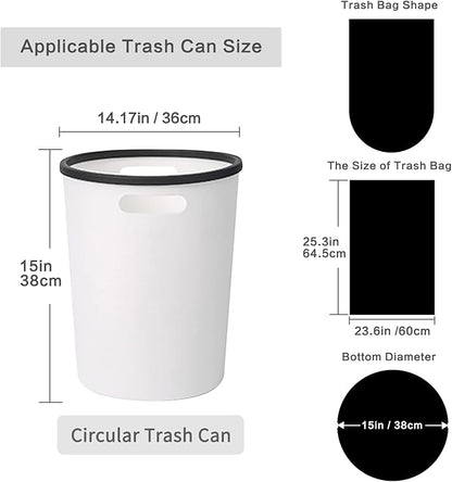 Toplive Trash Bag Garbage Bag Trash Bags Wastebasket Bin Liners for Home Bathroom Bedroom Kitchen Office Trash Can (Black, 8 Gallon)