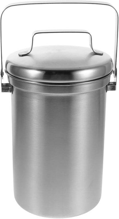Compost Bin for Kitchen Countertop - 3L Stainless Steel Indoor Compost Bucket - Garbage Can Trash Pail for Kitchen Food Waste with Carrying Handle