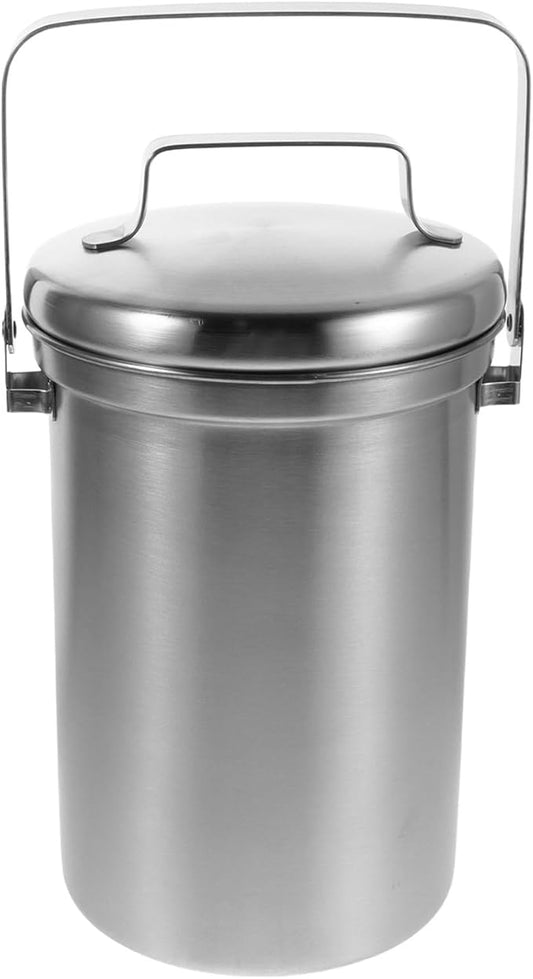 Compost Bin for Kitchen Countertop - 3L Stainless Steel Indoor Compost Bucket - Garbage Can Trash Pail for Kitchen Food Waste with Carrying Handle