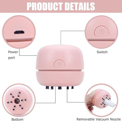YUNYILAN Desktop Vacuum Cleaner USB Recharging, Portable Mini Vacuum Cleaner for Cleaning Eraser Crumbs, Dust, Crumbs, Computer Keyboard and Car (Pink)