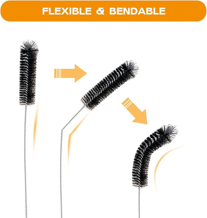 Brush Family Straw Cleaner Brush Set,6 Piece 12" Long Pipe Tube Bottle Brushes for Cleaning Narrow Neck Bottles,Coffee Maker,Glass Cups