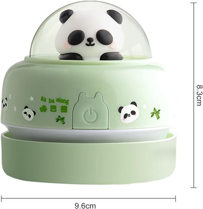 Mini Desktop Vacuum Cleaner Cute Cartoon Desktop Vacuum Cleaner for Kids Students Battery Powered Portable Mini Table Dust Sweeper 360-degree Rotatable Desk Duster Green