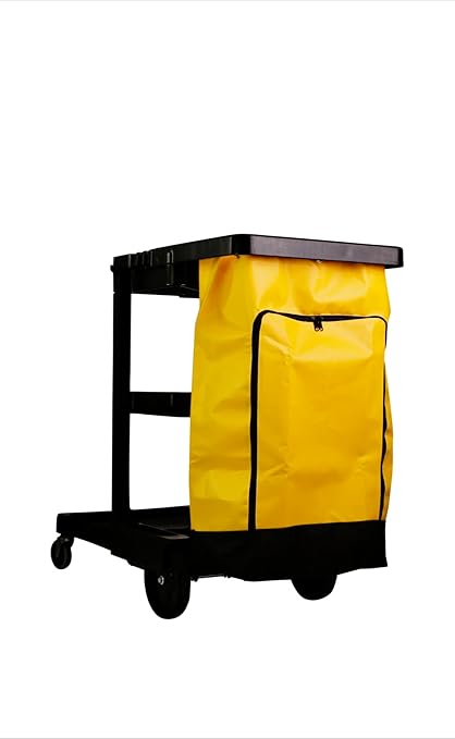 American Supply Replacement Janitorial Cart Bag 10.5"Wx17.5"Dx32" Long Vinyl with 6 Solid Brass Grommets and Front Opening Zipper Color Yellow