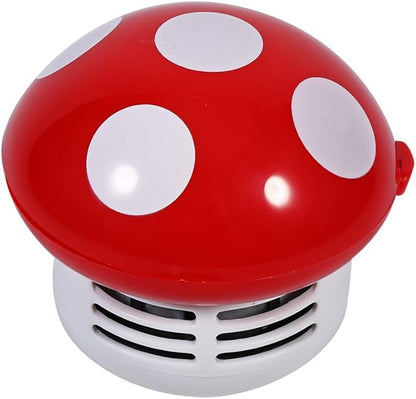 TOPINCN Mushroom Desktop Vacuum Cleaner, Mini Mushroom Shape Cute Desktop Keyboard Corner Dust Vacuum Cleaner Sweeper for Home School Office(Red)