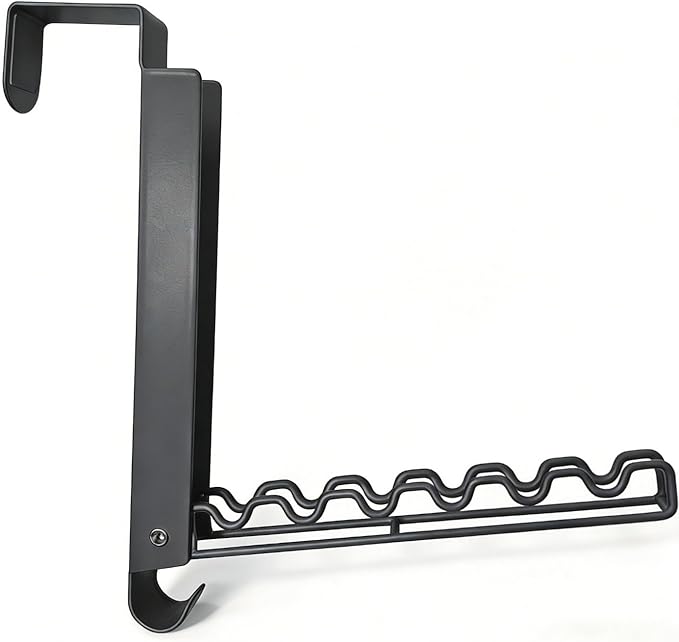 Over The Door Hooks, Double Folding Portable Over The Door Drying Rack for Small Space, Laundry Bathroom Bedroom Closet Travel Storage and Drying (1Pack, Black)